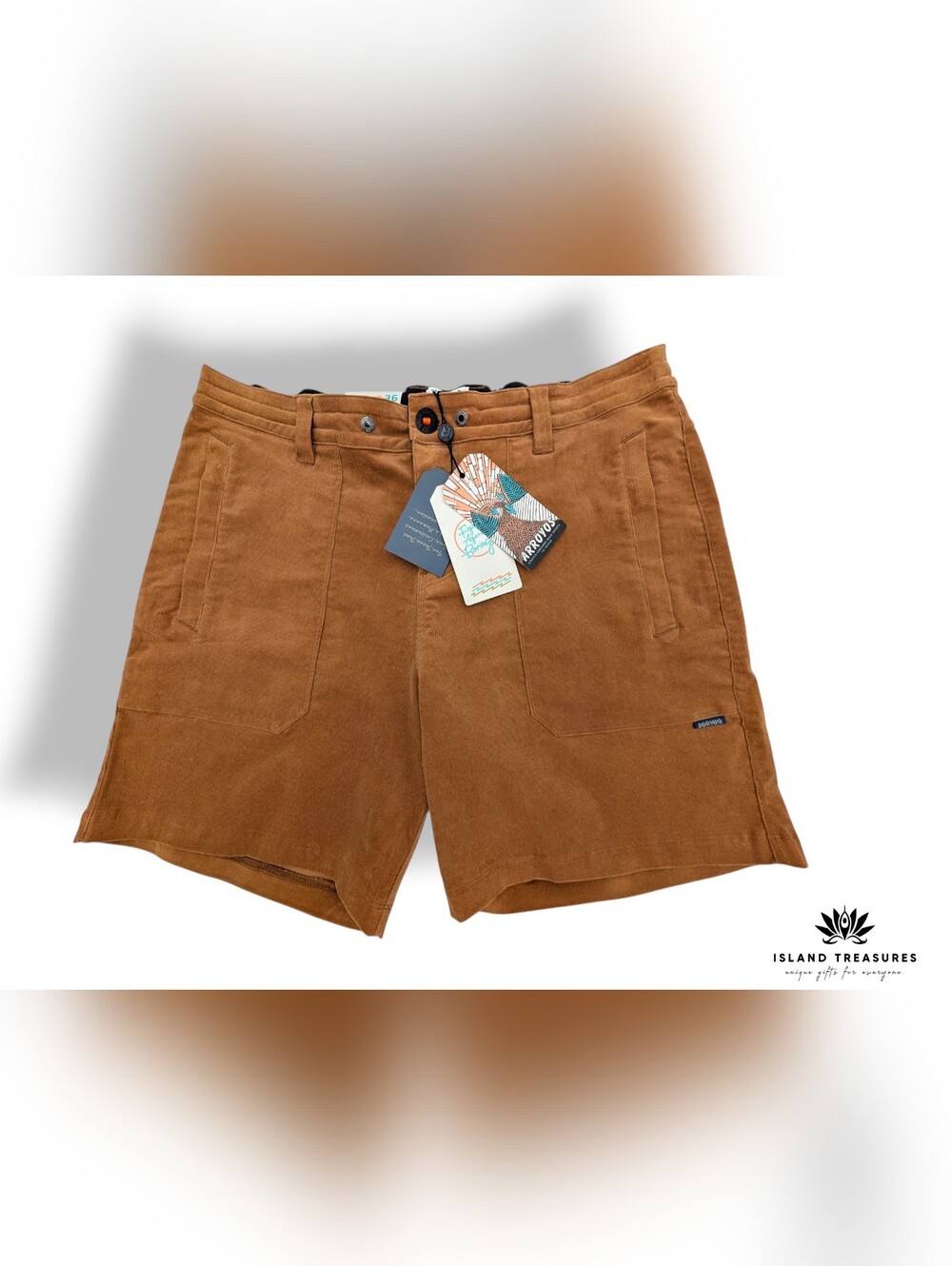 Brand-New Baja Llama Arroyo Sz XL/36 Camel/Brown Stretchy Corduroy Walk Shorts - Picture 14 of 16